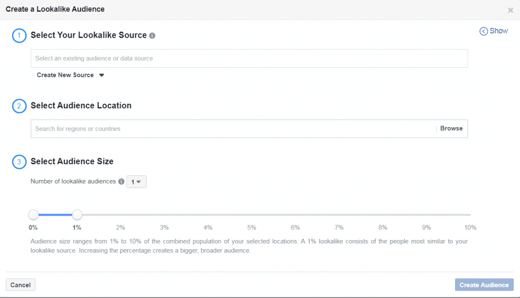 How to create a Facebook Lookalike Audiences list - Step 3