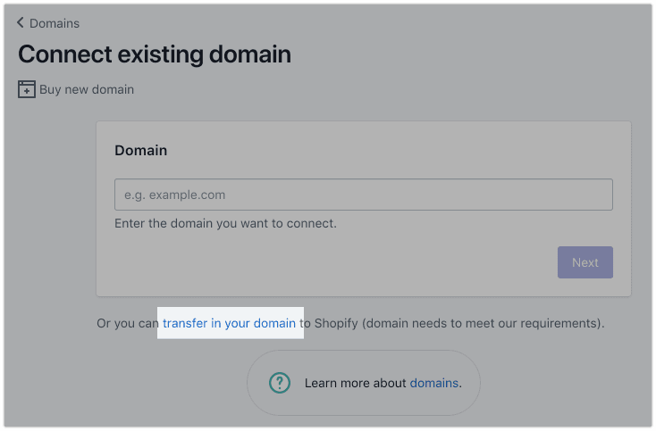 How to start a Shopify Store - transfer your domain