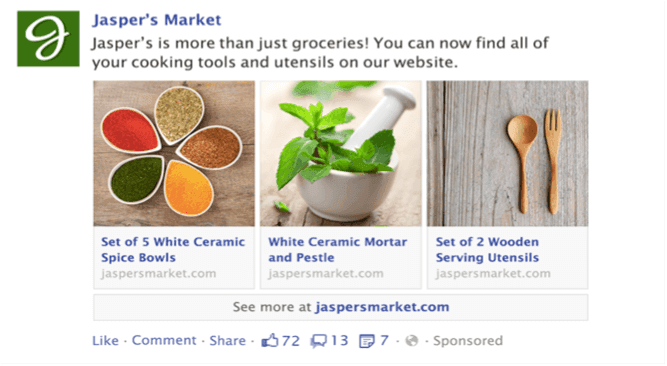 types of facebook ads - carousel ads on desktop